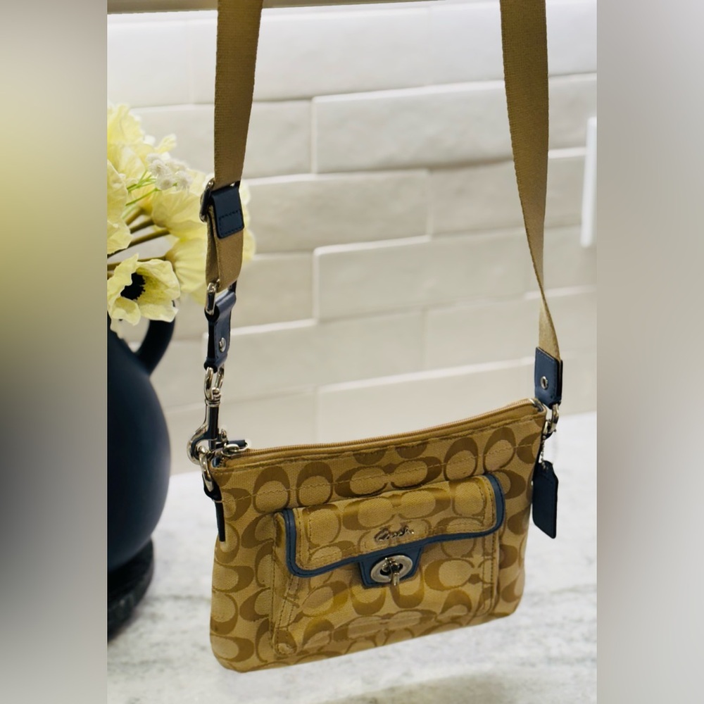 COACH Penelope Turnlock Crossbody Swingpack, Tan & Blue